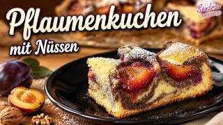 Pflaumenkuchen mit Nüssen – unglaublich saftig & einfach gemacht