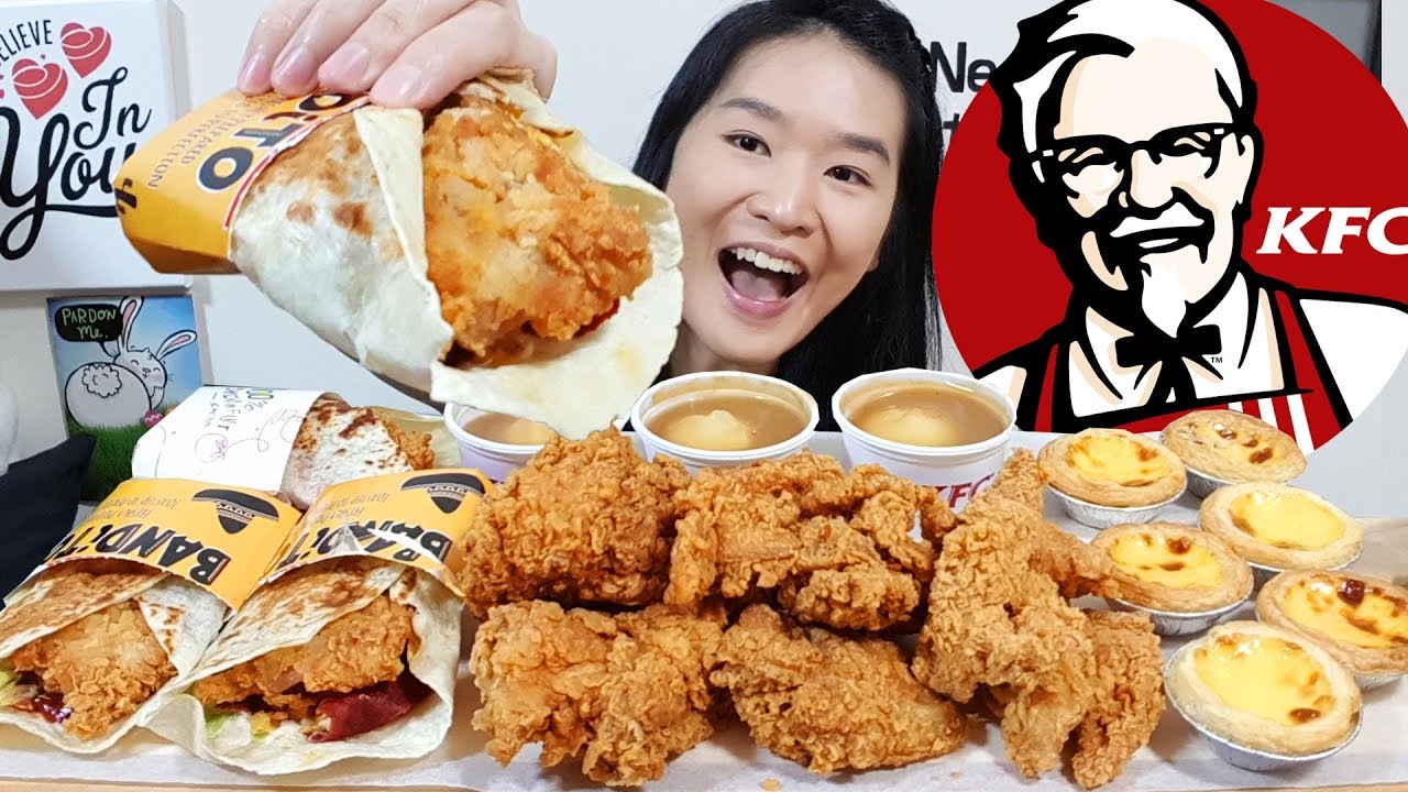 CRUNCHY!! KFC Zinger Tortilla Wraps, Hot & Crispy Fried Chicken, Egg Tarts | Eating Show Mukbang