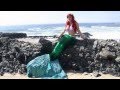 The little mermaid sing on the beach, part of your world