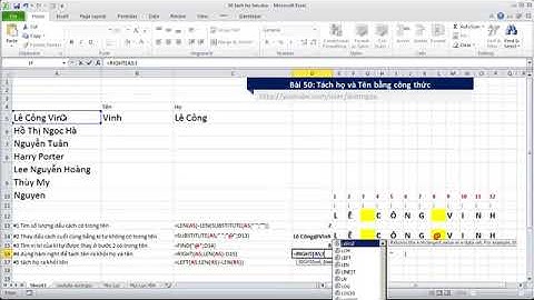 Học Excel cơ bản   50 Hướng dẫn tách tên, họ và tên đệm ra khỏi tên riêng trong Excel từng bước