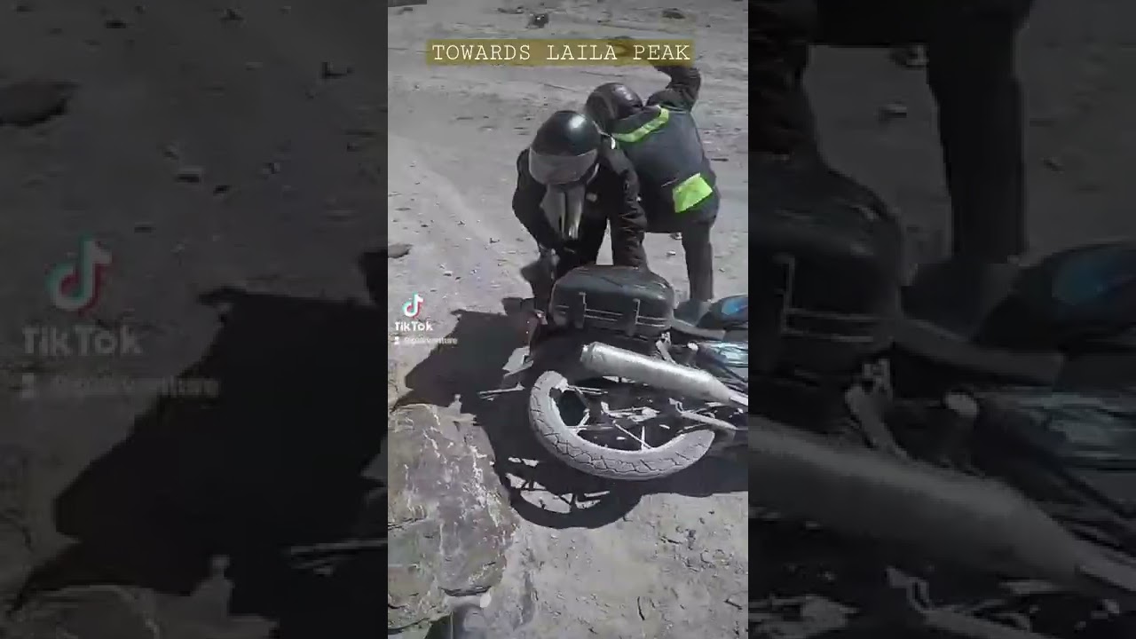 Towards Laila Peak Motorcycle Fallen Down 