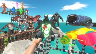 Parkour ZigZag Rescues Bloop Family, Jumping in Lake with Godzilla - Animal Revolt Battle Simulator