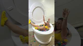 I Fell Into The Worlds Biggest Toilet Surprise Egg Pool #Shorts