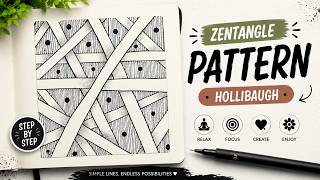 How to Draw Hollibaugh Zentangle Pattern | Easy Overlapping Line Drawing