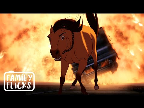 Spirit Destroys a Train | Spirit: Stallion of the Cimarron (2002) | Family Flicks