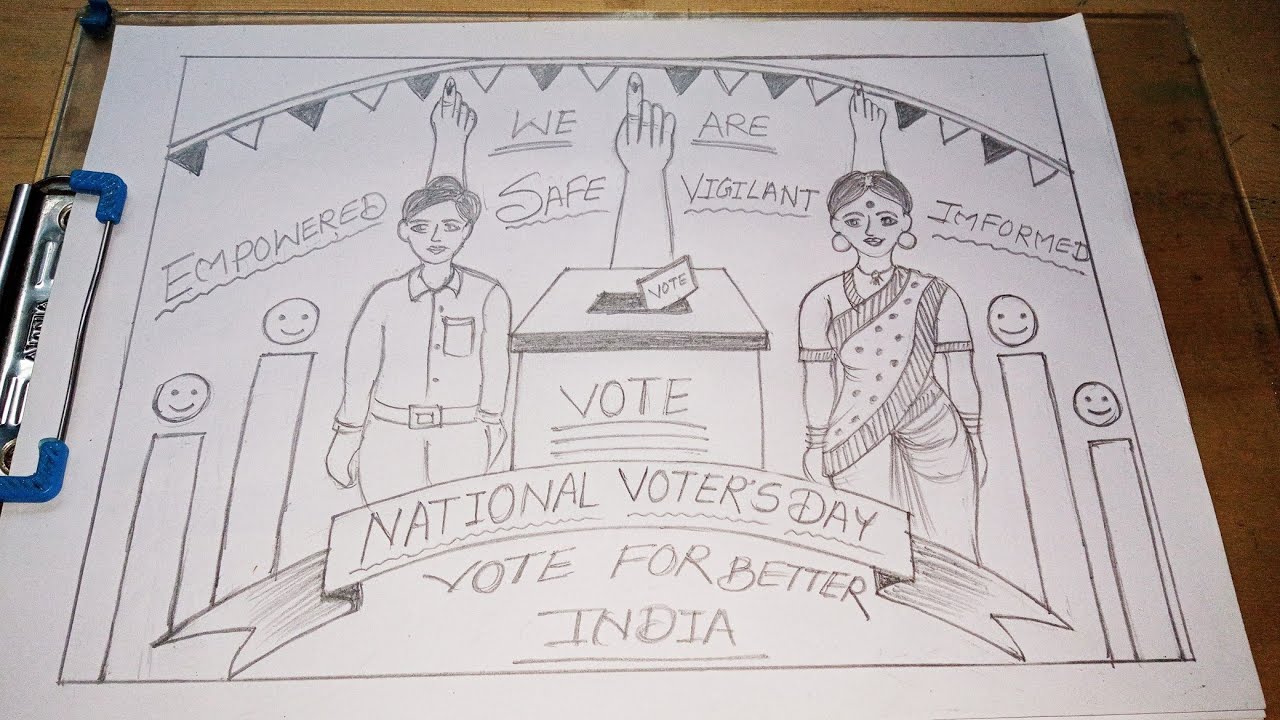 matdan day special painting | National voter day drawing | by watercolour |  vote for better India - YouTube