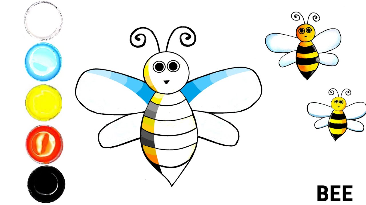 Bee colour and draw | How to draw step by step easy tutorial [Free PDF available] - YouTube