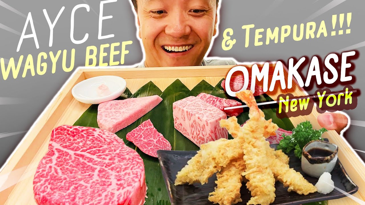 All You Can Eat JAPANESE WAGYU BEEF & Tempura OMAKASE in New York - YouTube
