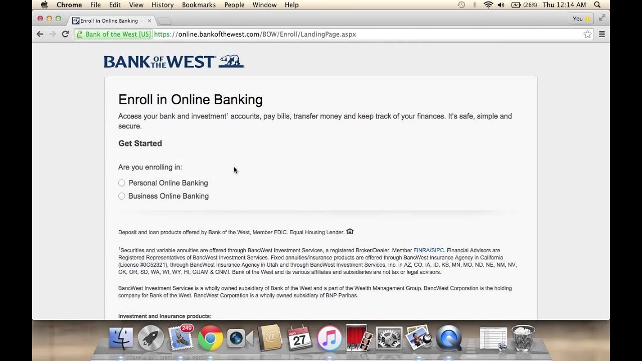 bank of the west online banking