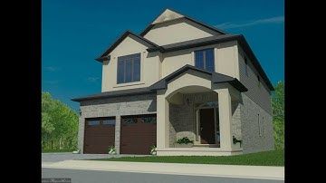 Front Tour of 3D Computer Generated Model of a Custom Home from its floor and elevation plans