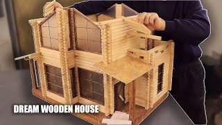 Building Mini Log Cabin. Luxury Dream Wooden House | Reality All Steps of Wood Build