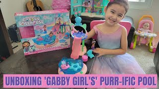 UNBOXING OUR GABBY GIRL'S' PURR-IFIC POOL PLAYSET | GABBY'S DOLLHOUSE | LOLA ELNIEP