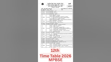 MP BOARD 12th Time Table 2026 Released #mpboard #news #sorts #timetable #video #viral #mpboardexam
