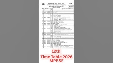 MP BOARD 12th Time Table 2026 Released #mpboard #news #sorts #timetable #video #viral #mpboardexam