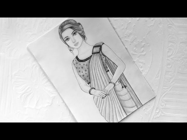 How to draw Indian saree girl easy drawing step by step.. - YouTube