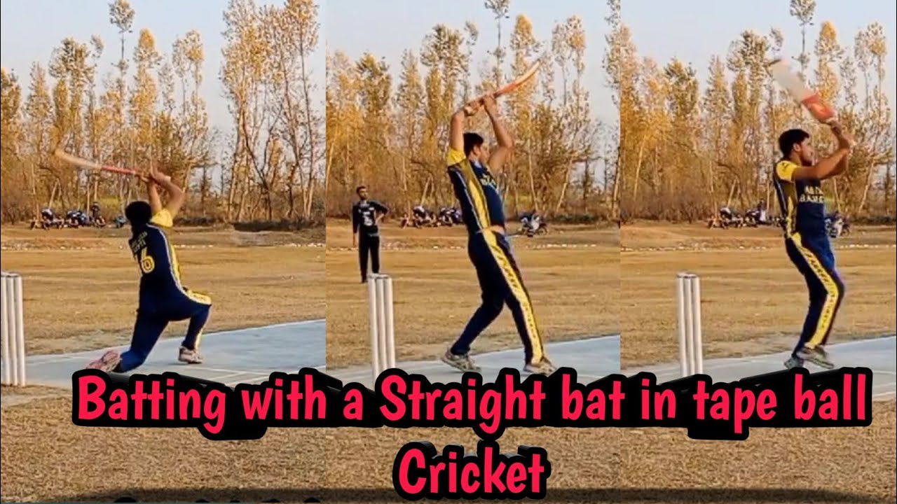 Batting with a Straight bat in Tape ball Cricket Left hander batsman