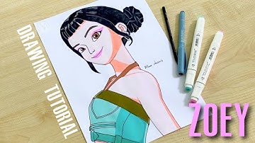 How to draw Zoey from KPop Demon Hunters / How to draw Huntrix