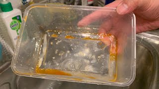 The Secret of Cleaning Greasy Takeaway Containers is the Paper Towel???- Kitchen Hack