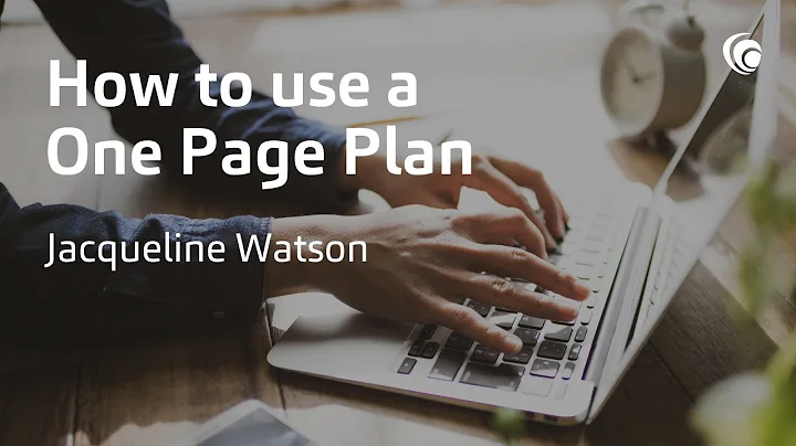 How to use a One Page Plan - Jacqueline Watson