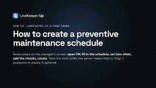 How to schedule preventive maintenance in LineKeeper Up (free CMMS)