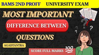 Agadtantra BAMS 2nd Proff Most Important Difference between questions|Most Repeated PYQ University 