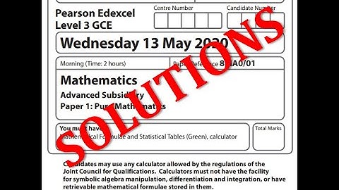 AS Maths 2020 Edexcel Paper 1 Pure - COMPLETE SOLUTIONS