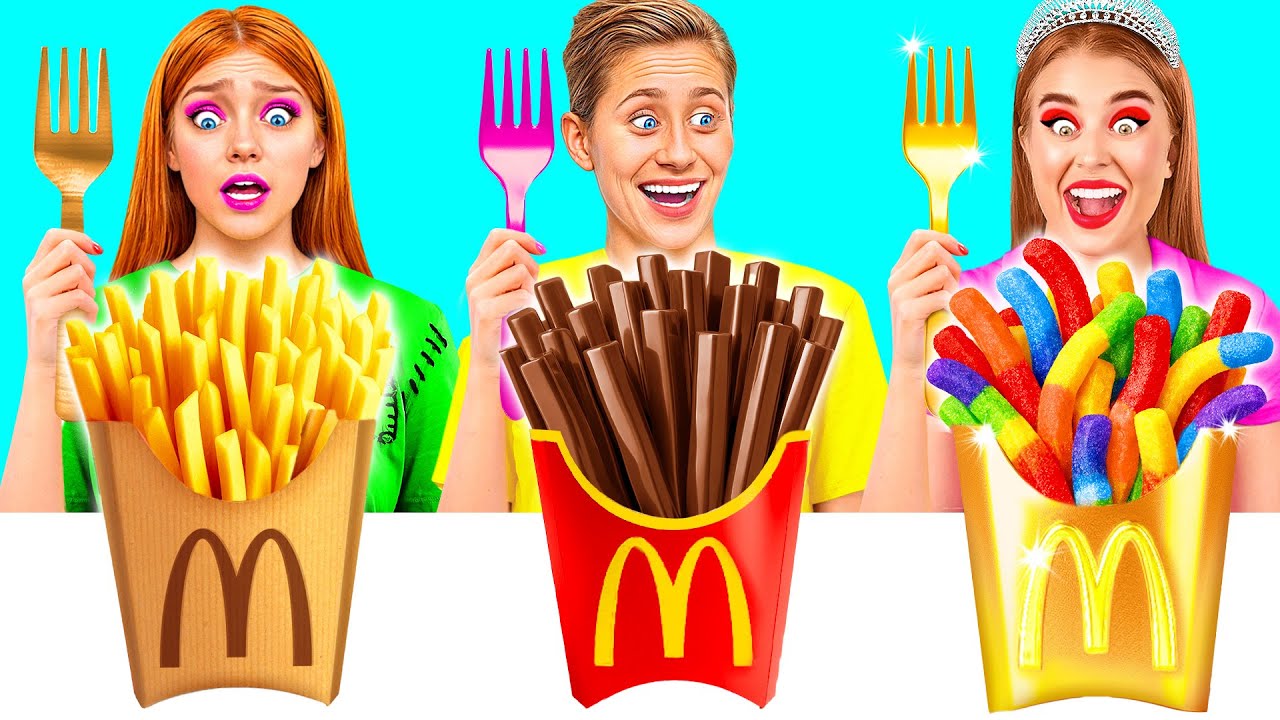 Мармеладная еда vs Настоящая еда vs Шоколадная еда Челлендж | Смешные Челленджи Crazy DO