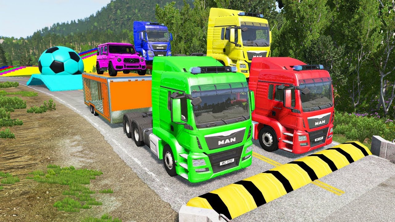 Flatbed Truck McQueen | Transportation with Truck - Pothole vs Car 