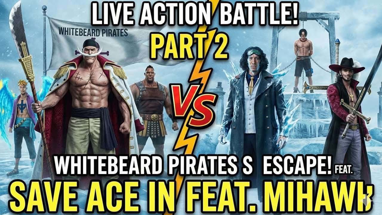 One Piece Live Action: Whitebeard Pirates Vs Aokiji Kuzan & Mihawk
