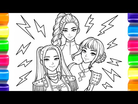 Coloring Demon Hunters with Markers 🎨 | KPop Mix (Rumi, Mira, Zoey) | Satisfying Art💙