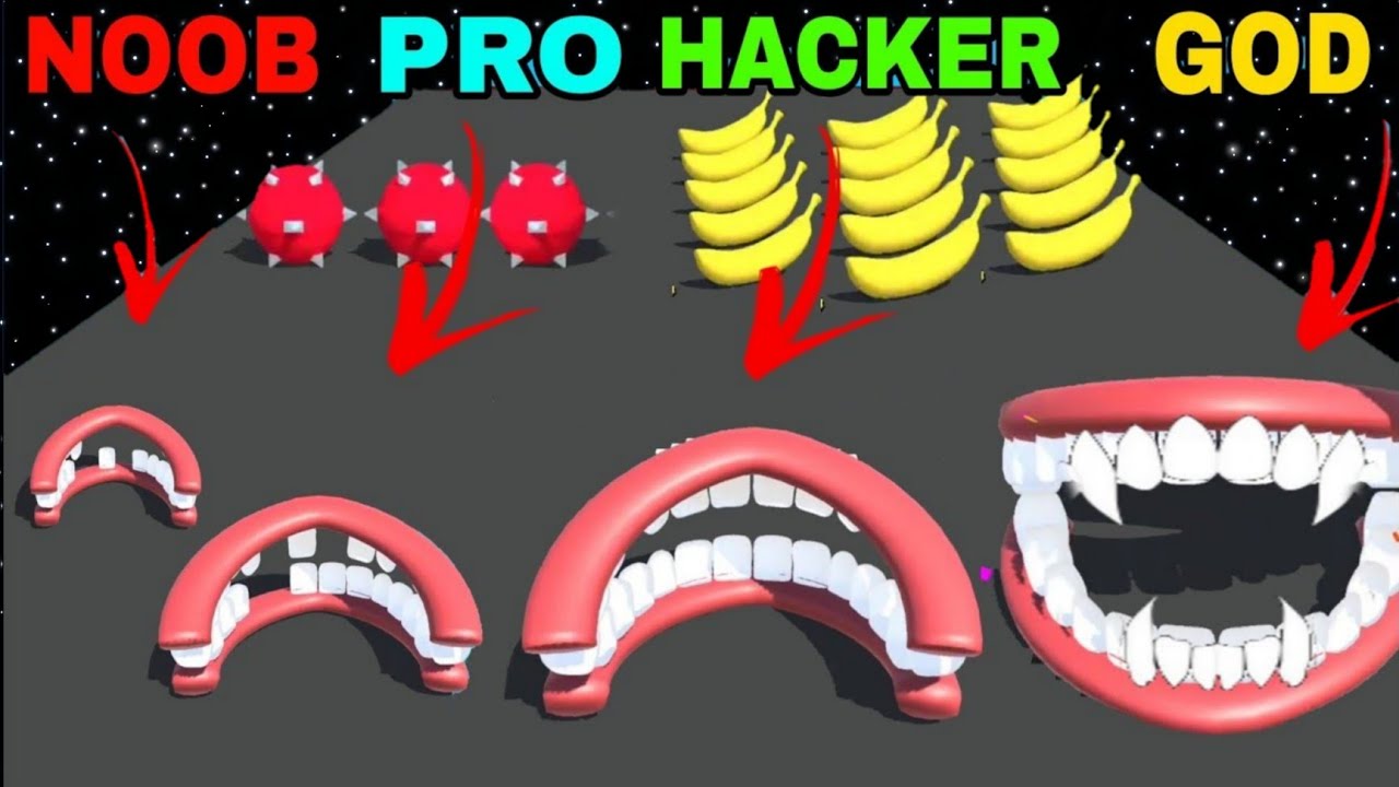 ★Amazing Gameplay 😍|NOOB VS PRO VS HACKER VS GOD in Tooth Rush