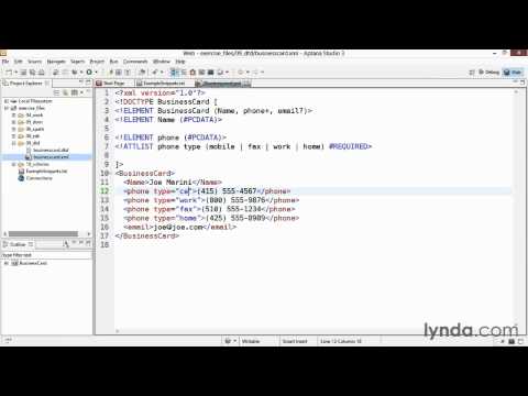 36 Exercise Declaring a DTD for our BusinessCard XML file
