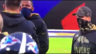 John Harbaugh snubs Mike Vrabel on postgame handshake after Ravens-Titans, following pregame scuffle