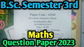 bsc 3rd semester maths question paper 2023 | bsc 3rd semester maths important questions | mjpru |bsc