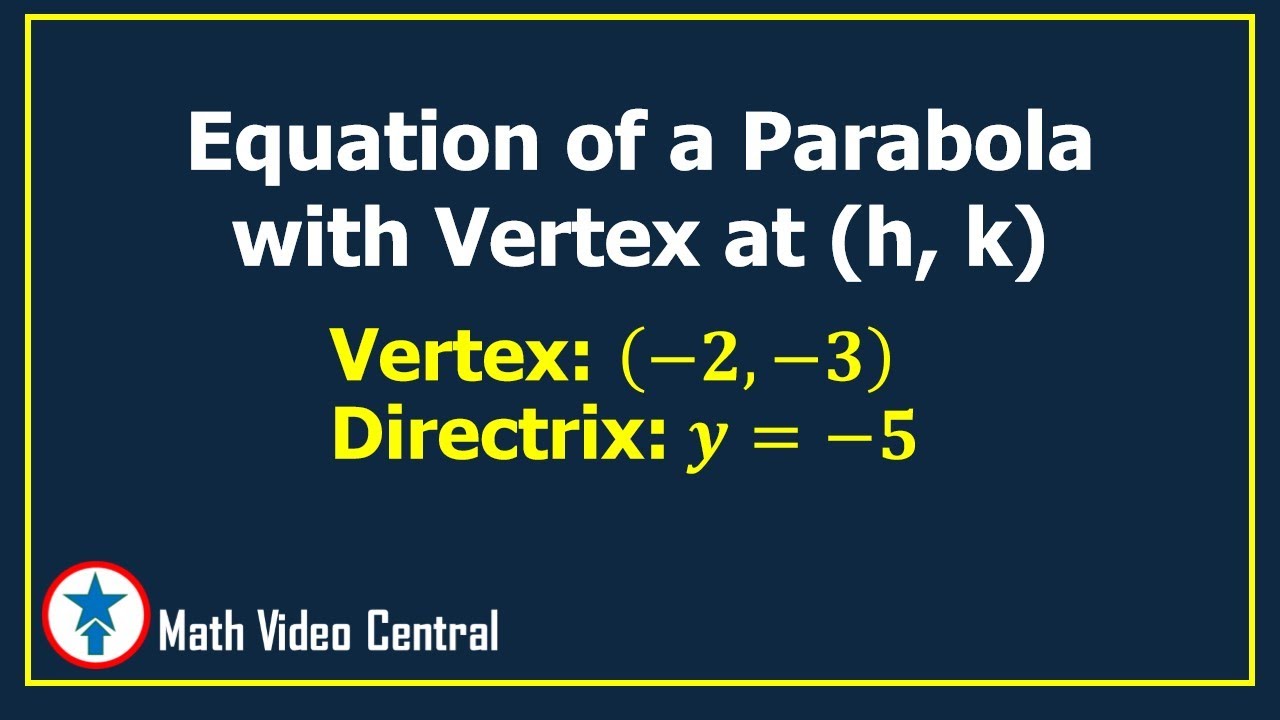 Equation of a Parabola with Vertex at (h, k) Given Directrix and Vertex ...