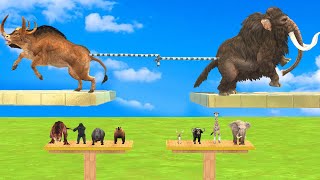 Tug of War Woolly Mammoth Vs Big Bull - Animal Pro Battle Simulator screenshot 1