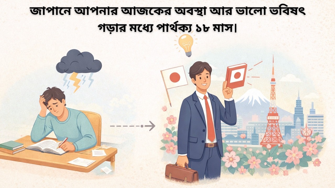 জাপানে আপনার আজকের অবস্থা আর ভালো ভবিষৎ গড়ার মধ্যে পার্থক্য ১৮ মাস।