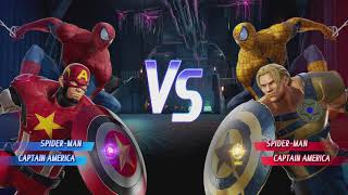 Spider-man and Red Captain America vs Gold Spider-man and Captain America -MARVEL VS CAPCOM INFINITE