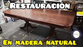 RESTAURACION Mesa De madera ENCHAPADA en MADERA NATURAL