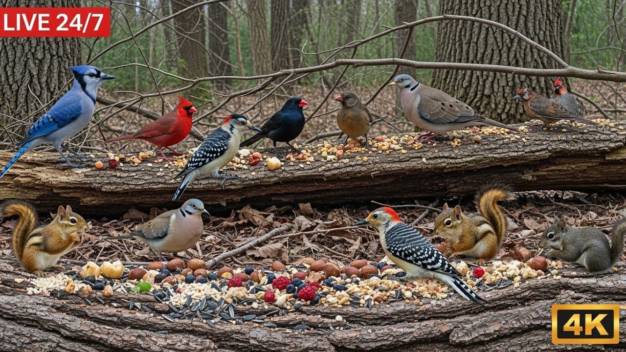 🔴 24/7 LIVE: Cat TV 😺 Cute Birds and Squirrels Up Close 4K HDR