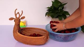 Animal shape fruit bowl living room home modern fruit basket imitation rattan storage basket