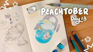 Day 13 - Ship | 2023 Peachtober challenge 🍑 | Cozy painting video | Holbein Gouache