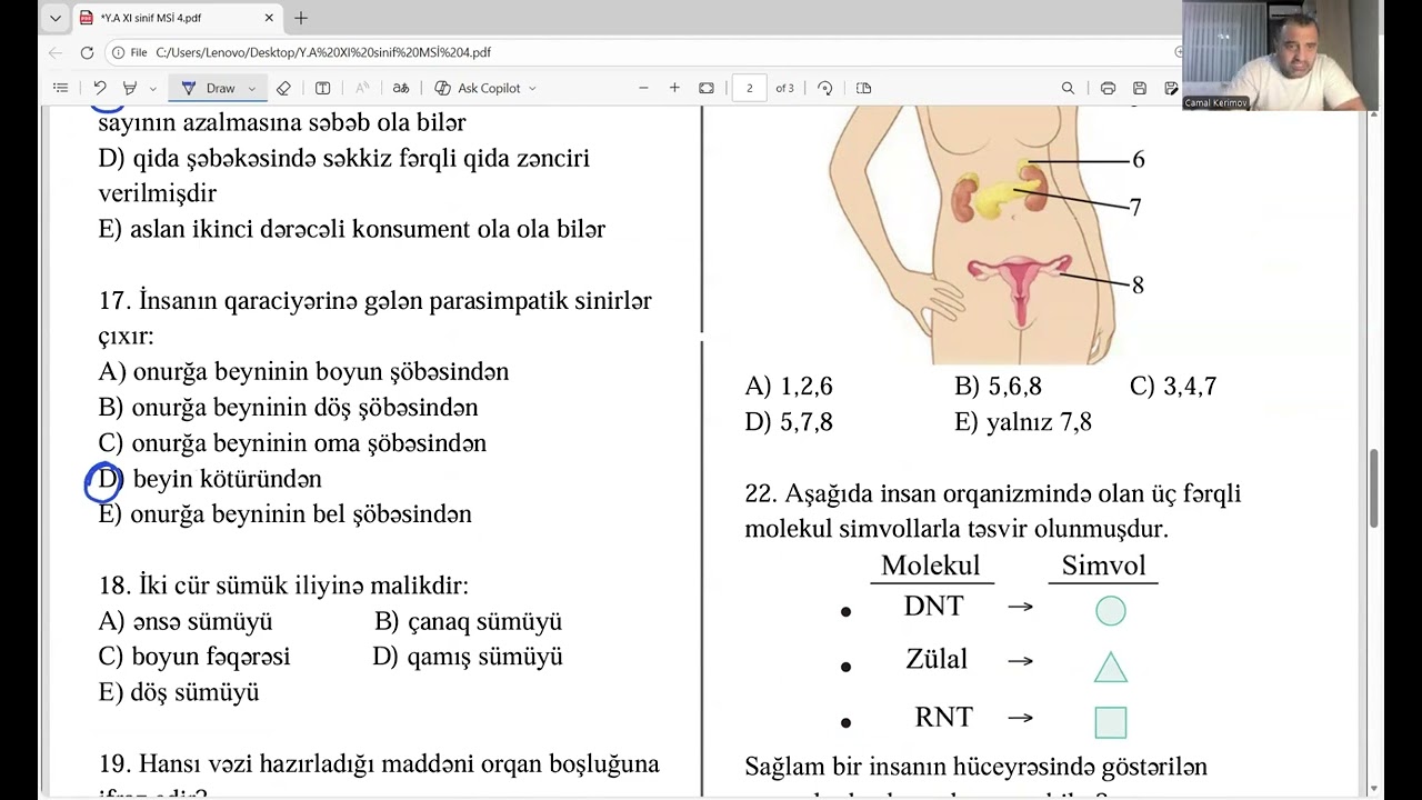 Yeni abituriyent MSİ 8 | Biologiya | 1.02.2026