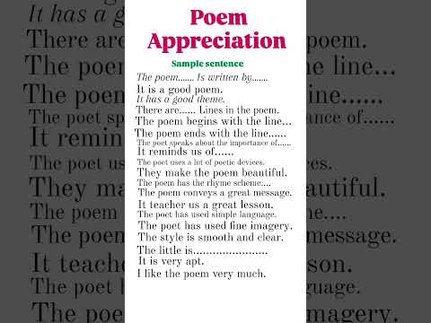 Poem Appreciation Format
