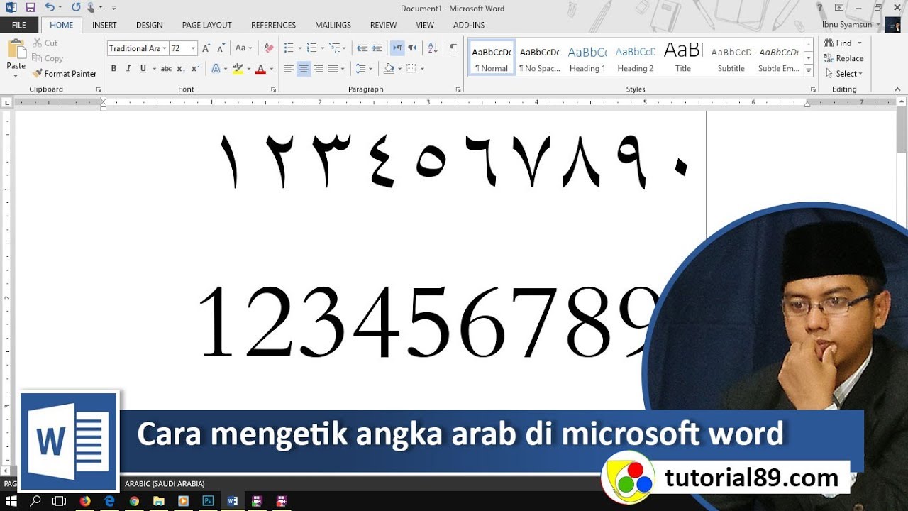 cara mengetik angka arab di microsoft word - YouTube