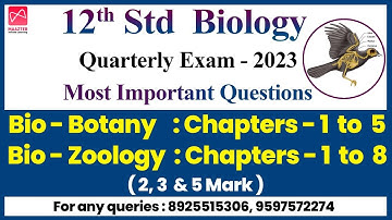 12th Std Bio-Botany | Bio-Zoology |Quarterly Exam Most Important Questions | Public Exam Centum Plan