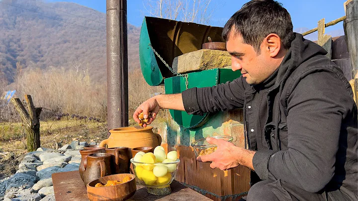 A COLD WINTER DAY IN MY VILLAGE! LAMB MEAT IN MUG ...