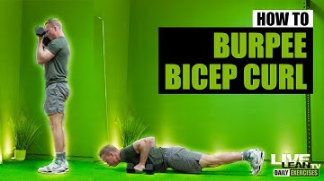 How To Do A BURPEE PUSH UP SUPINATED DUMBBELL BICEP CURL | Exercise Demonstration Video and Guide