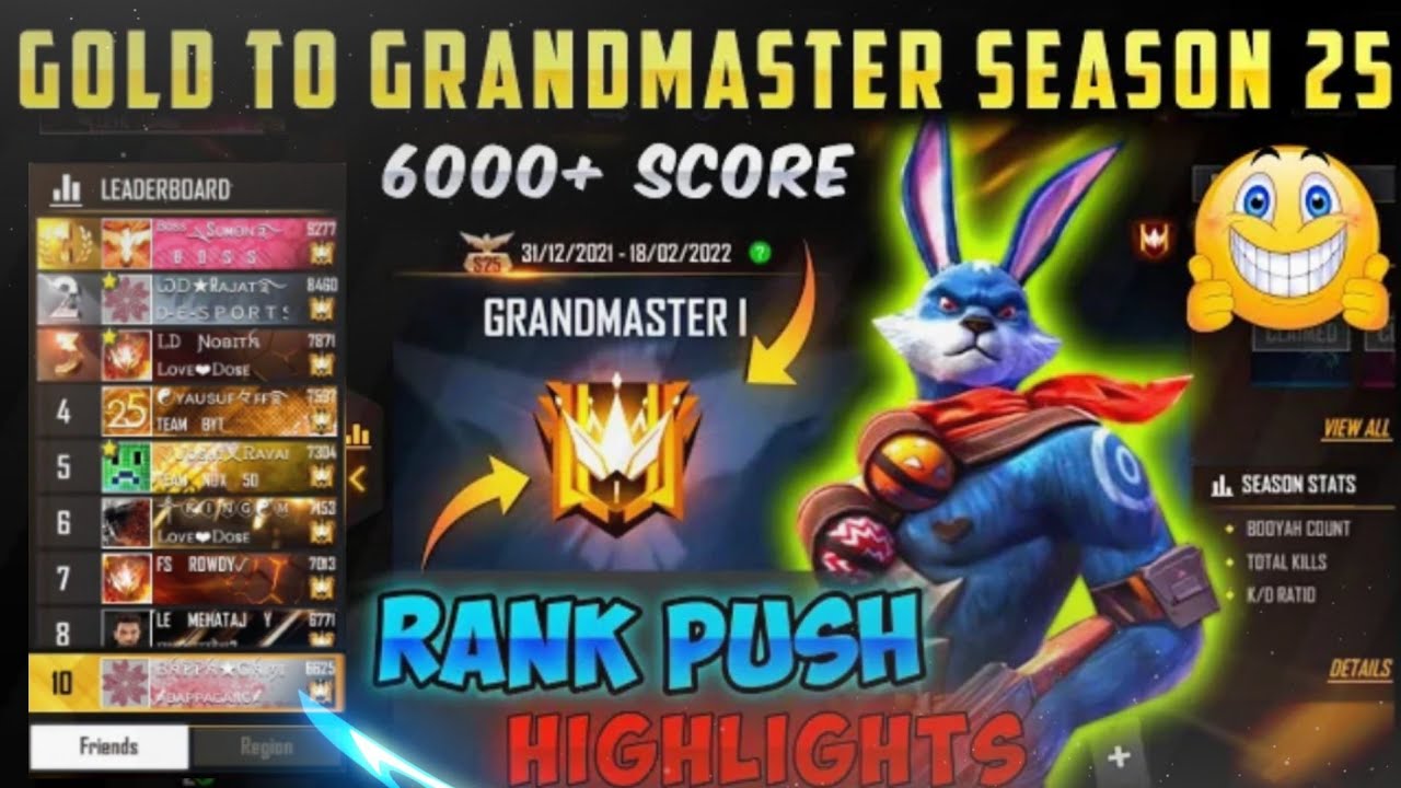 Grandmaster Rank push Highlights- Rank push Tips And Tricks|| Free Fire ...