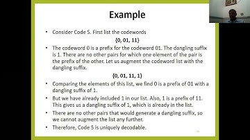 Test for Uniquely Decodable Codes  & Prefix Codes in data compression